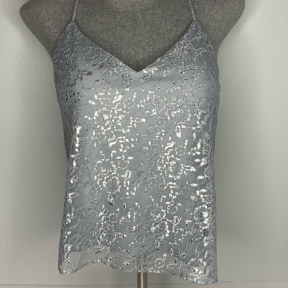 After Six Rococo Lace Platinum Tank Top Size 2